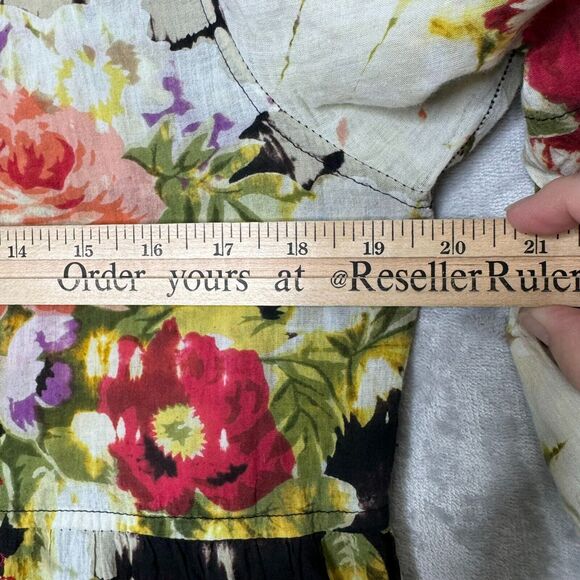 Tianello Top Womens XS Colorful Floral Embroidered Cotton Short Sleeve Boho - Picture 9 of 11